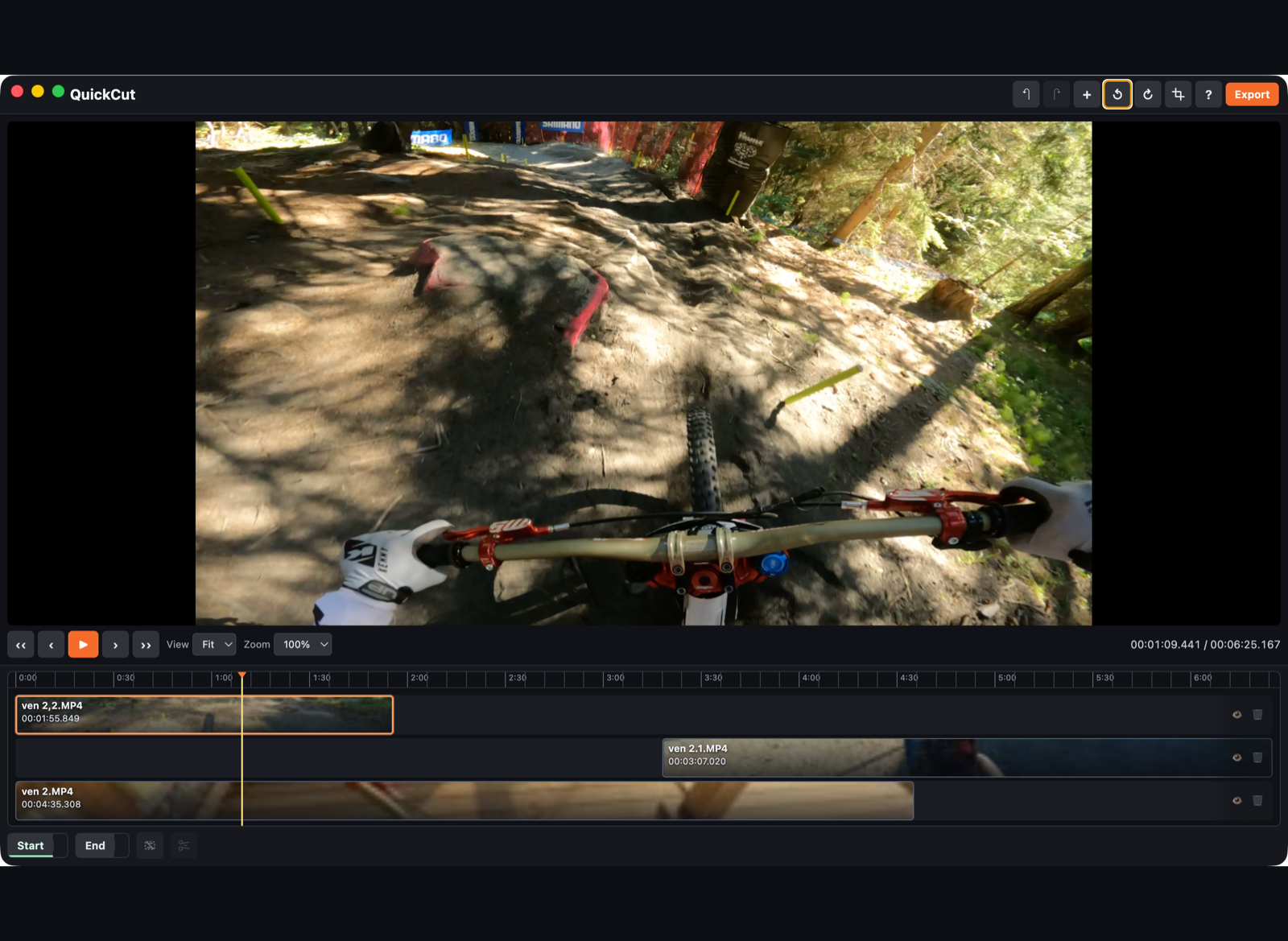 QuickCut timeline
